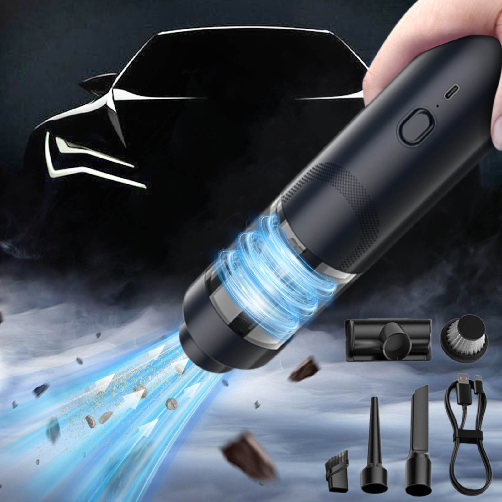 Car Vacuum Cleaner, Brushless High Suction Compact Blower and Vacuum, Strong Car Cleaner for Interior, Automotive Detailing, Powerful Cordless Vacuum